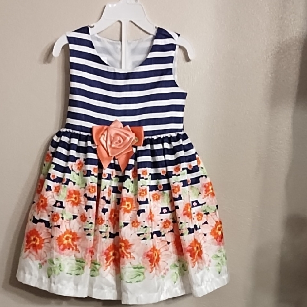 Bonnie Jean Blue and White Sleeveless A-line Sundress